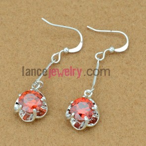 Classic red color pendant drop earrings