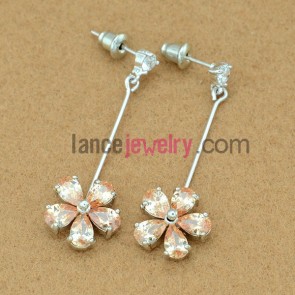 Elegant flower model pendant drop earrings 