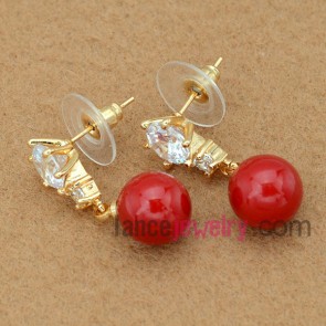 Special red color zirconia pendant drop earrings