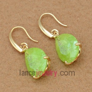 Elegant green color pendant drop earrings