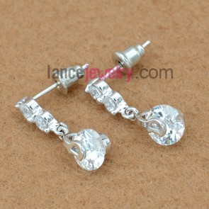 Fashion drop earrings with white color zirconia pendant