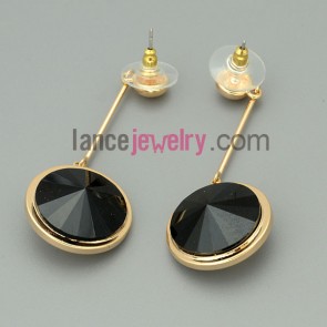 Elegant black glass ornate drop earrings