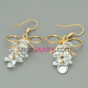 Elegant bowknot & rhinestone ornate drop earrings