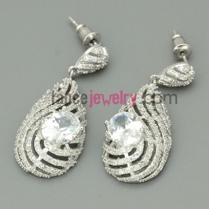 Nice zirconia decorated pendant drop earrings