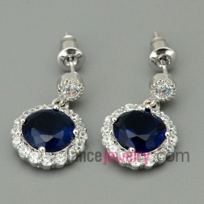 Delicate drop earrings with zirconia beads decoration