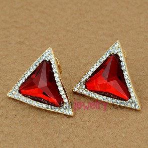 Unique crystal decorated zinc alloy stud earrings