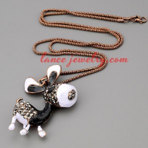 Cute necklace with metal chain & little donkey pendant 