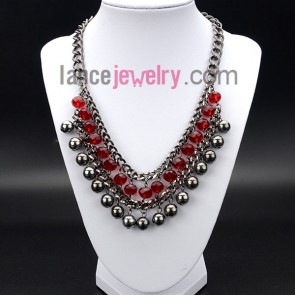 Elegant series necklace with rde crystal beads 