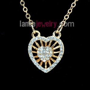Fashion pendant necklace with Rhinestone beads