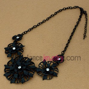 Cool series sweater chain necklace with big size flower