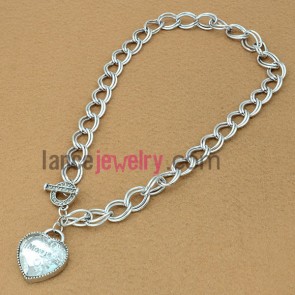 Light color series sweater chain necklace with the letters on heart 

