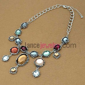Colorful series sweater chain necklace with different colors of beads 


