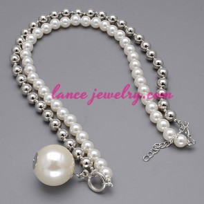 Pure necklace with metal chain & different color ABS beads decoration
