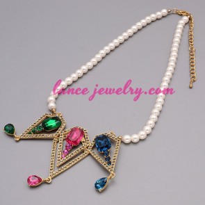Nice necklace with multicolor crystal pendant 