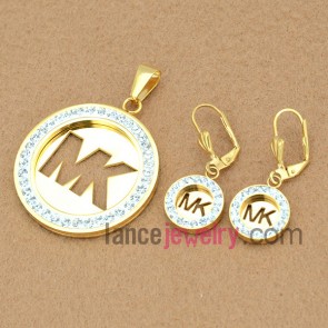 Stainless Steel Jewelry Sets, Pendant & Earring,MK Style
