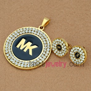 New Stainless Steel Jewelry Sets, Pendant & Earring,MK Style