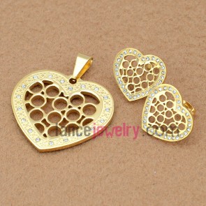  Stainless Steel Jewelry Sets, Pendant & Earring,Heart Design