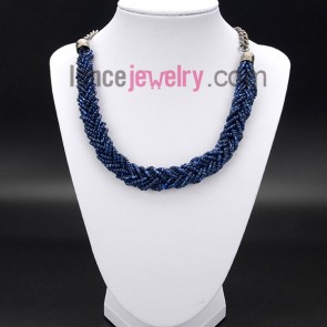 Shining blue measles decorated necklace
