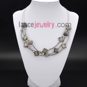 Cute necklace decorated with shell in quadrilateral and brass
