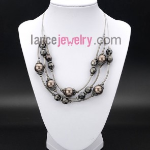 Trendy necklace with silver glass pearls and ccb
