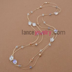 Elegant Sweater Chain Necklace with Crystal
