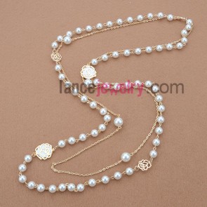 Special Sweater Chain Necklace with Alloy Fingings