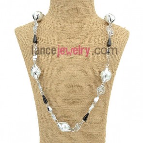 Nice alloy findings and platic abs beads decoration sweater chain\