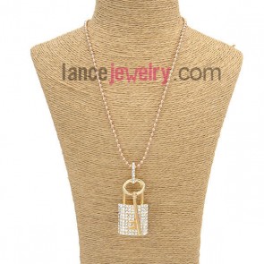 Nice lock and key set pendant sweater chain
