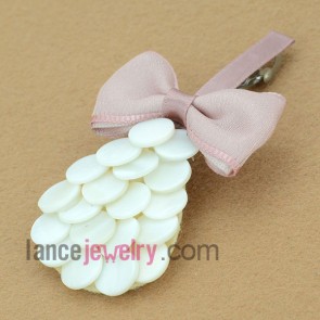 Unique hair clip with white color resin beads decoration
