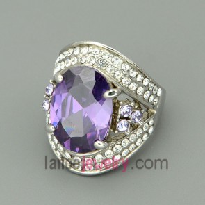 Fashion alloy rings with crystal andrhinetone beads 