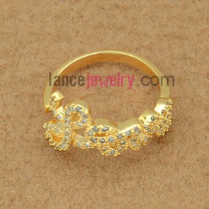 Simple brass ring with cubic zirconia decoration 