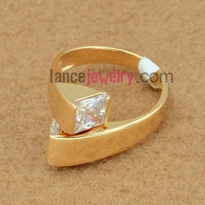 Trendy cubic zirconia decorated brass ring