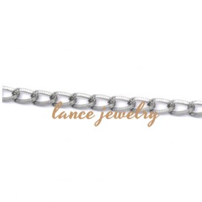 Hot sale Decorative Gold/White-Plated Engraved Stripe Iron Chain