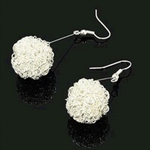 cute personalized earrings hollow out silver plating alloy wire ball earrings