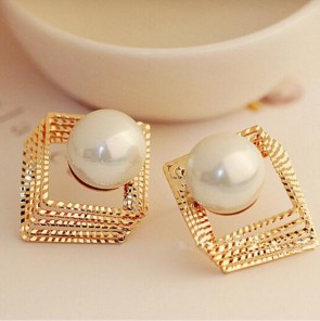 mutilayer hollow out square pearl earrings exaggerated exquisite earring
