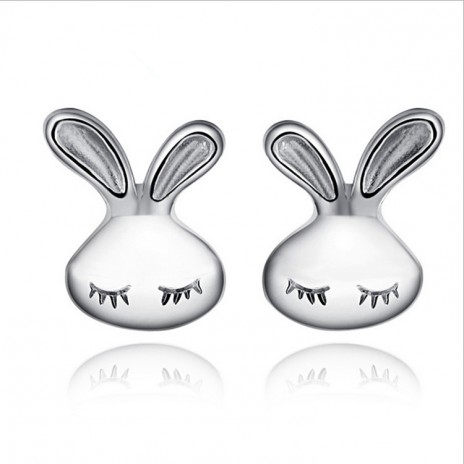 Internet Explosion Model 925 Sterling Silver Stud Cute And Lovely Bunny Earrings