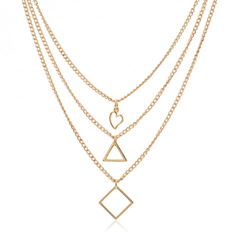 Hot Fashion Simple Necklace Factory Direct Multi-layer Love Triangle Geometry Necklace