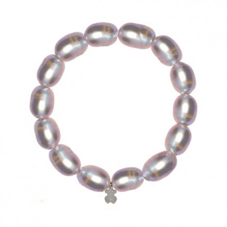 Quality Natural Oval Pearl Bracelet Titanium Steel Bear White Purple Pearl Bracelet