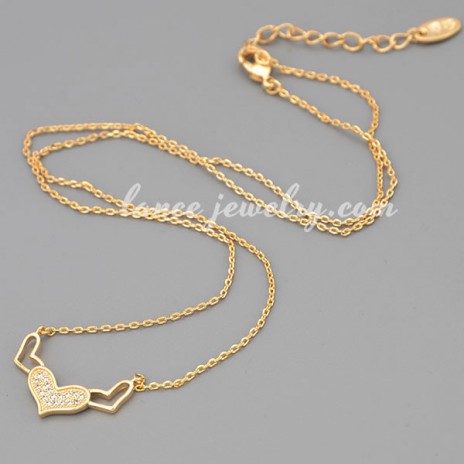 Romantic metal chain & heart pendant decorated necklace 