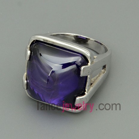 Romantic violet color gemstone decorated alloy rings