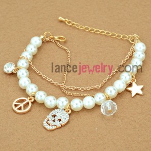 Nice imitation pearls bracelet with nice pendants