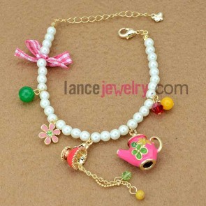 Special flagon model & beads decoration chain link bracelet