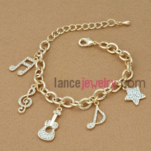 Pure musical note decoration chain link bracelet
