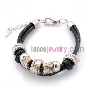 Fashion alloy beads & cord weaving bracelet