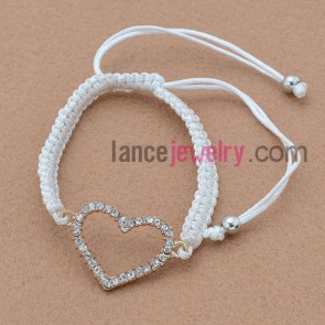 Lovely heart decoration weaving bracelet