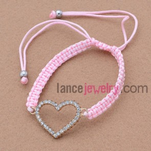 Nice heart findings weaving bracelet