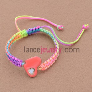 Sweet heart parts decorated weaving bracelet