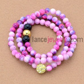 Trendy color stone&nice rhinestone decorated bead bracelet.