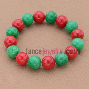 Mix color stone material bead bracelet.