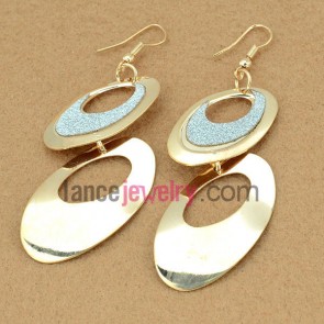 Sweet earrings with hollow iron rings decorated shiny pearl 